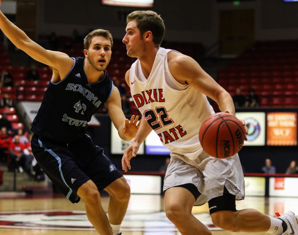 Dixie State's Brandon Miller (22), Dixie State University vs. Sonoma State University, Men's Basketball, St. George, Utah, Nov. 25, 2016, | Photo by Kevin Luthy, St. George News