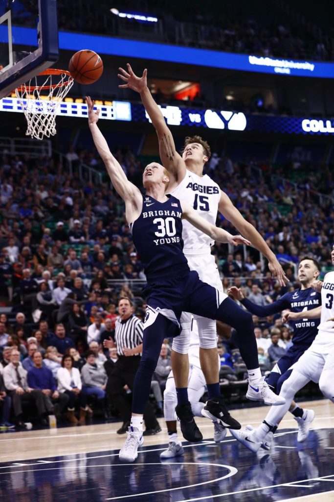 TJ Haws, Utah State vs. BYU at Vivint Smart Home Arena, Salt Lake City, Utah, Nov. 30, 2016 | Photo by BYU Photo