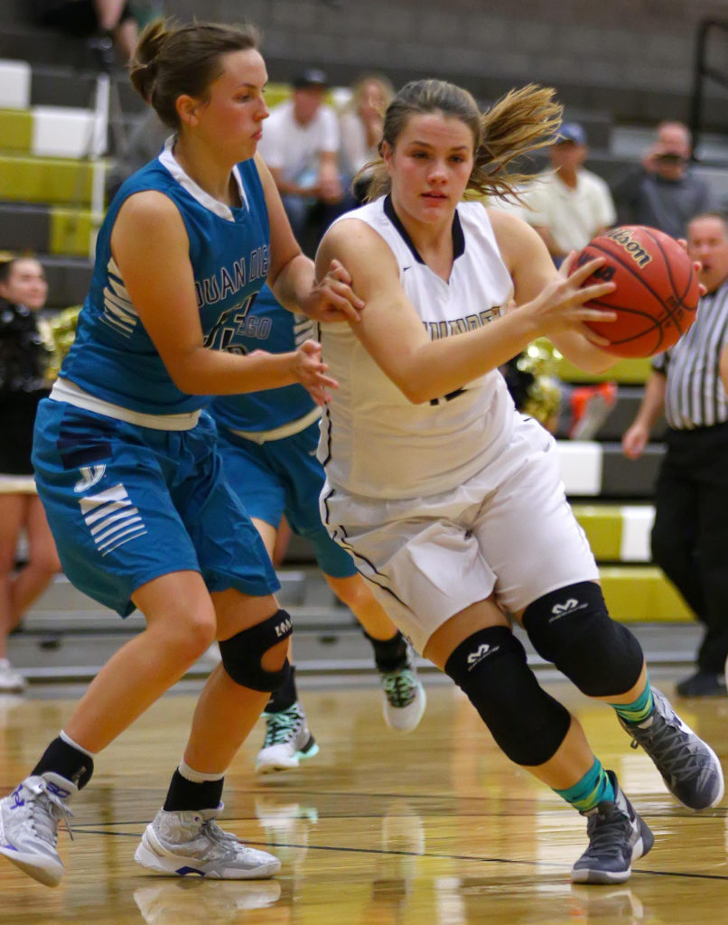 Desert Hills' Elly Williams (12), Desert Hills vs. Juan Diego, Girl's Basketball, St. George, Utah, Dec. 3, 2016, | Photo by Robert Hoppie, ASPpix.com, St. George News