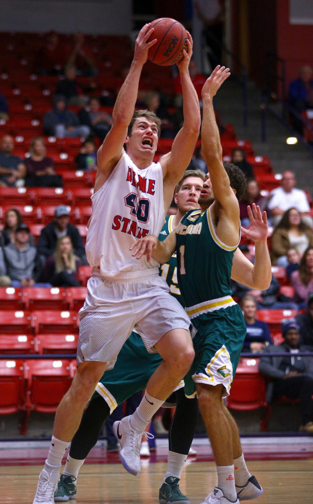 Dixie State's Josh Fuller (40), Dixie State University vs. Concordia University Irvine, Men's Basketball, St. George, Utah, Dec. 3, 2016, | Photo by Robert Hoppie, ASPpix.com, St. George News