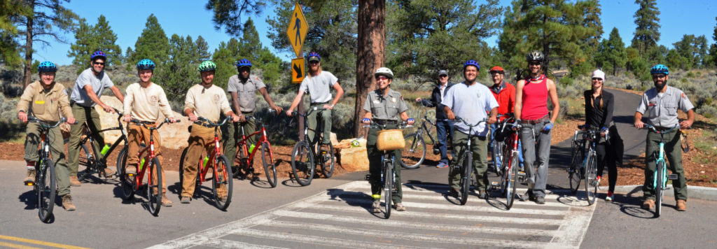 Bike Your Park Day included a dedication, ribbon cutting and inaugural ride of newly paved Tusayan to Grand Canyon Visitor Center Greenway Trail, Grand Canyon, Ariz., Sept. 24, 2016 | National Park Service photo by M.Quinn, St. George News