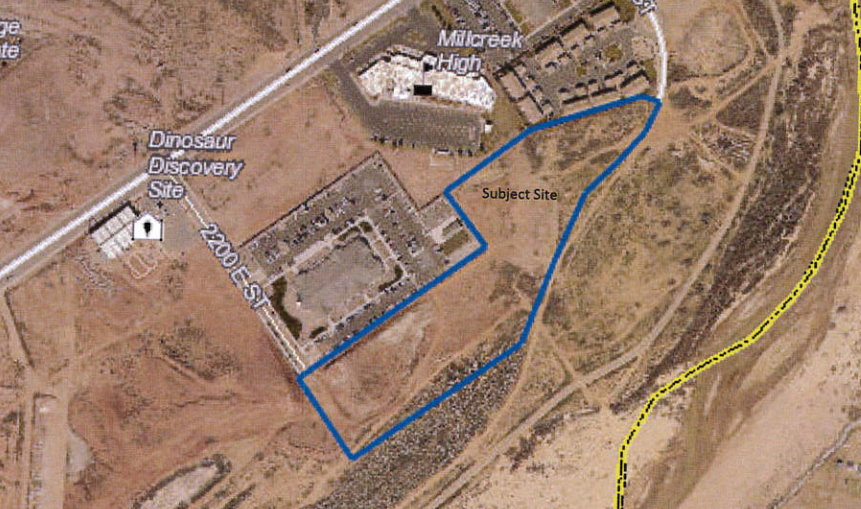 Proposed site for the Grayhawk Apartments at River's Edge project marked by blue border. The proposed complex will feature 244 rental units and be the first large apartment complex built in the city since 2006. | Image courtesy of the City of St. George, St. George News