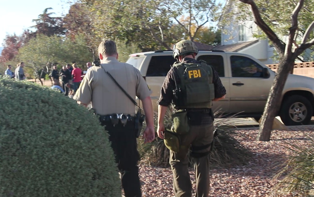 The FBI, Washington County Sheriff's Office and St. George Police Department participated in a manhunt for David Temples, a fugitive wanted by the FBI on a warrant out of Las Vegas. He led police agencies on a chase through a part of St. George until turning into a church parking lot on River Road and crashing into a cinder block wall. He fled the scene on foot and was ultimately apprehending without incident, St. George, Utah, Dec. 8, 2016 | Photo by Mori Kessler, St. George News