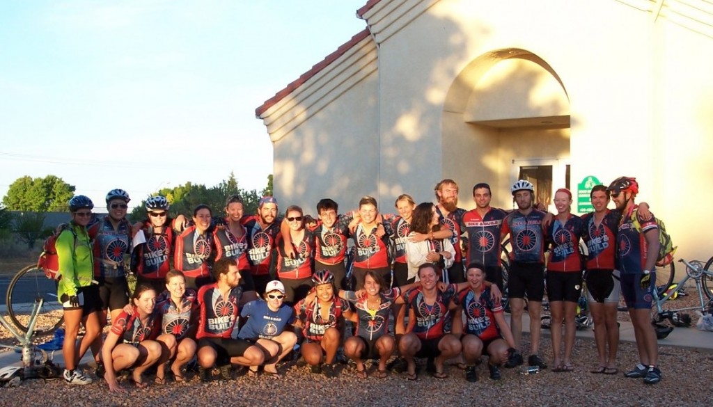 A picture of the members of Bike & Build, a group of young-adult volunteers, will arrive on bicycle from Jacksonville, Fla., this Thursday to help repair and renovate several homes in the Paradise Palms retirement community.