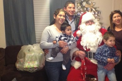 The Hernandez Family Pose For A Picture With Who Brought Them Presents As Part Of Kony Coins Kids And Usmc Toys Tots Program