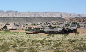 View of Dixie Springs, Hurricane, Utah, looking east from Sand Hollow Road