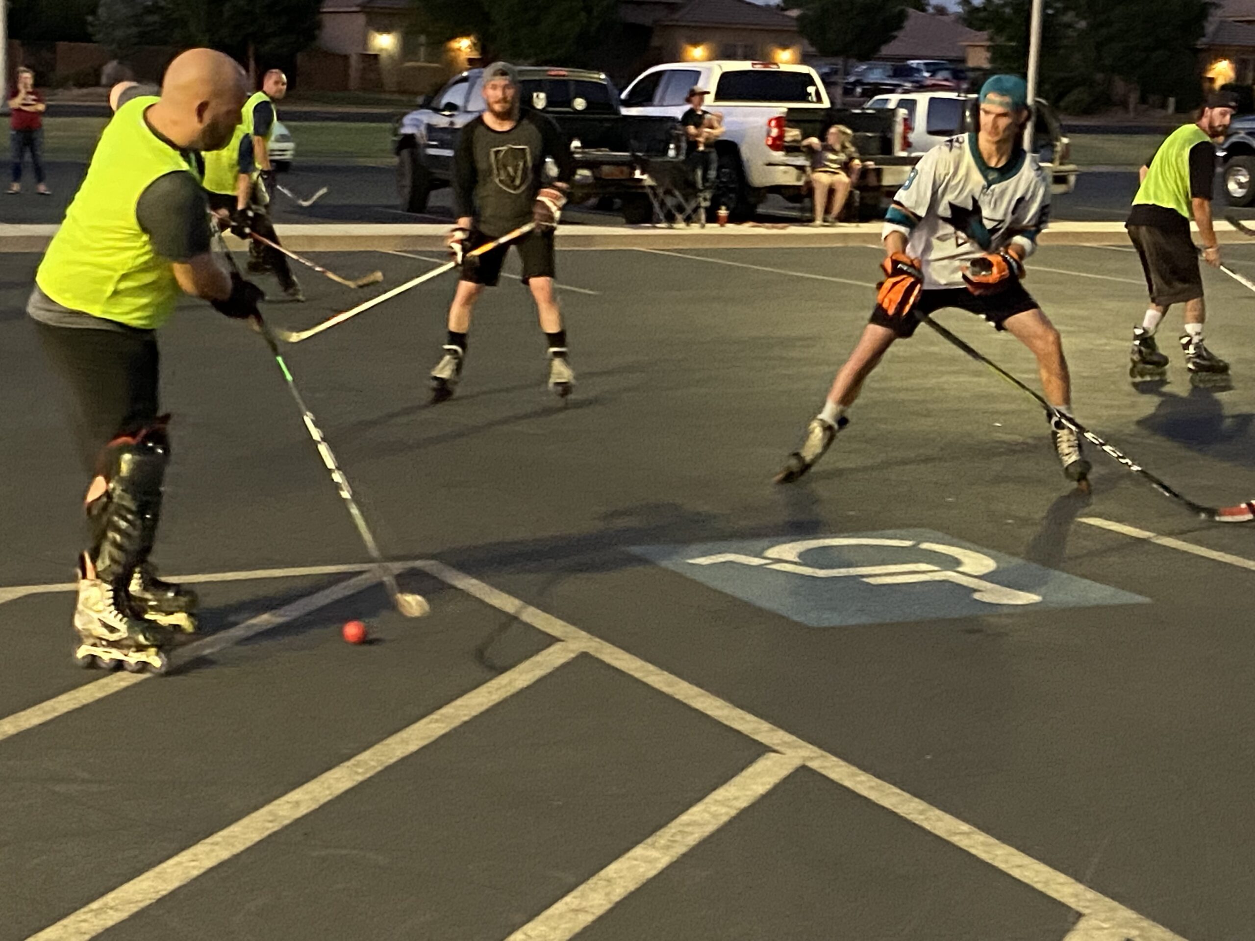 Roller hockey enthusiasts burn up the asphalt at weekly games