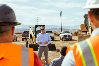 James Jimenez addresses the crowd at a groundbreaking ceremony, Washington, Utah, March 16, 2022 | Photo by Shane Stewart via NEI Excel, St. George News