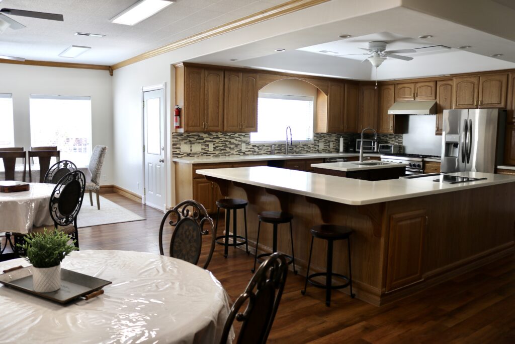 A large kitchen features three different sitting areas, Hildale, Utah, May 2, 2022 | Photo by Jessi Bang, St. George News