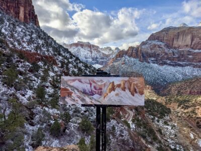 A painting by Steven Anzardo sits on an easel, Location and Date Unspecified | Photo courtesy of Steven Anzardo, St. George News