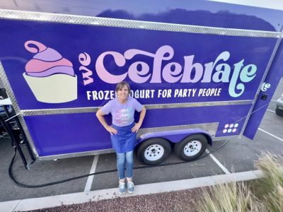Mary Ludlow stands next to her yogurt truck, location and date unspecified | Photo courtesy of Mary Ludlow, St. George News