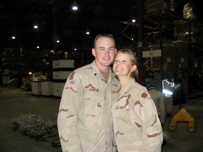 Chris and Jackie Hobson pose together for a photo while deployed in Iraq, location and date unspecified | Photo courtesy of Jackie Hobson, St. George News