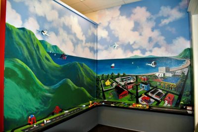 Susan Grove's mural inside the St. George Museum depicts a city next to the ocean, St. George, Utah, date unspecified | Photo courtesy of Susan Grove, St. George News