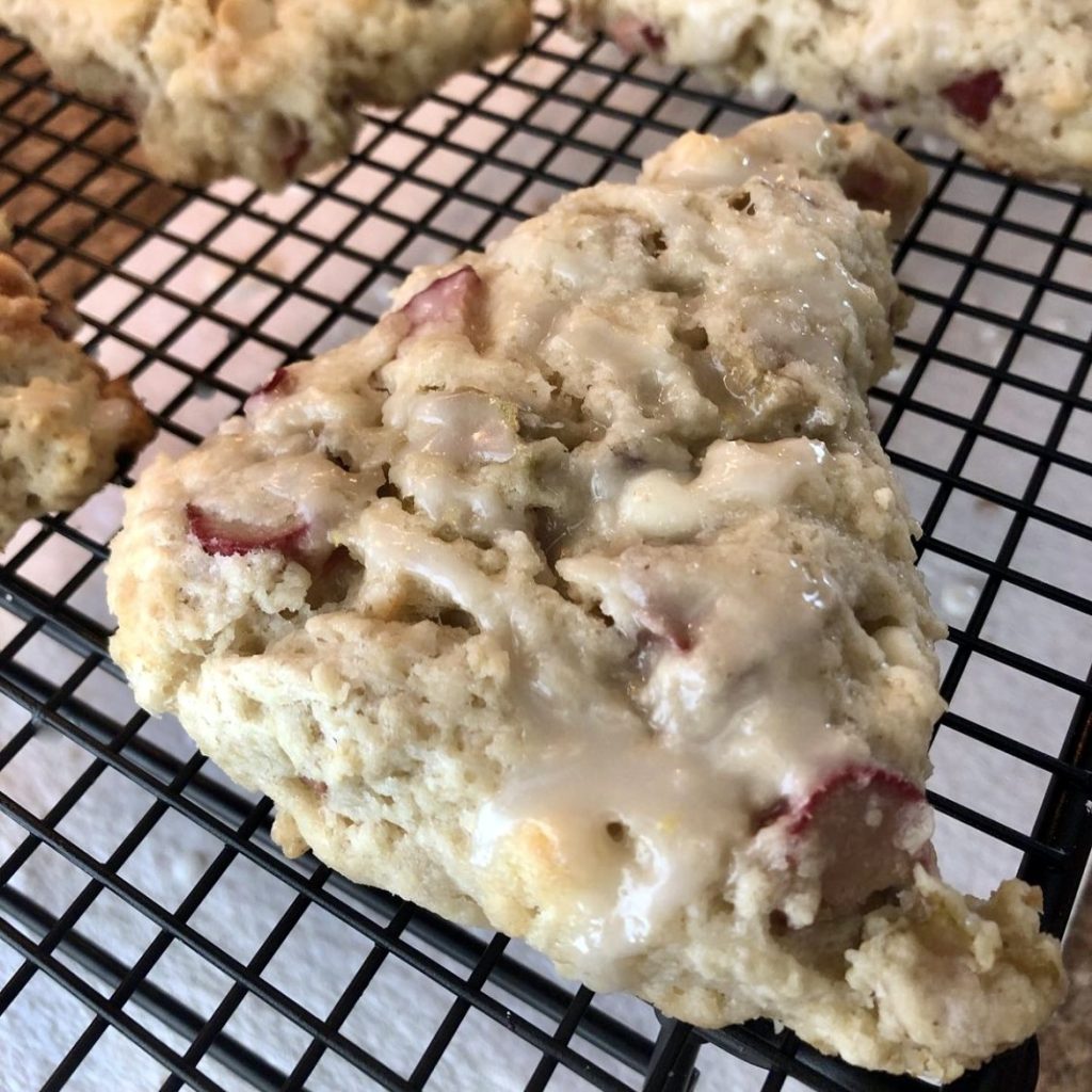 White chocolate rhubarb scones topped with lemon glaze by Maggie Cappiello are shown, location and date unspecified | Photo courtesy of Maggie Cappiello, St. George News