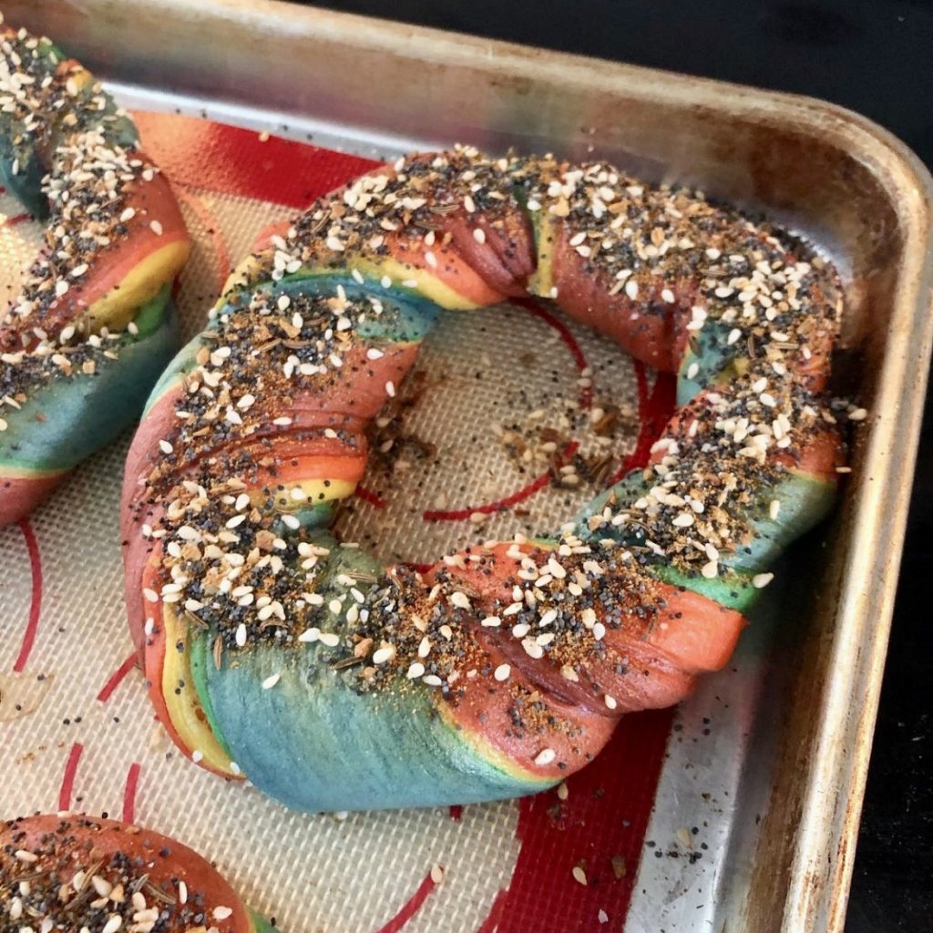 Rainbow everything bagels by Maggie Cappiello are shown, location and date unspecified | Photo courtesy of Maggie Cappiello, St. George News