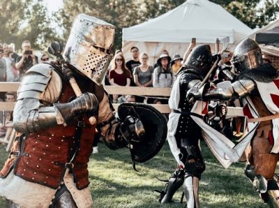 The Armored Combat Worldwide Salt lake City Crusaders joust at an event, location and date unspecified | Photo courtesy of Alec Cox, St. George News