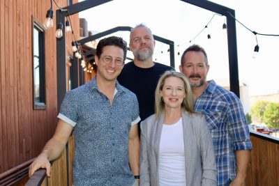 (Left to right) Professional Actor/Director Rhett Guter, Encore Artistic Director Adam Record, Professional Actor/Director Corbin Allred and Abbey Pearson, Encore Executive Director, pose together for a photo, St. George, Utah, September 6, 2022 | Photo by Jessi Bang, St. George News