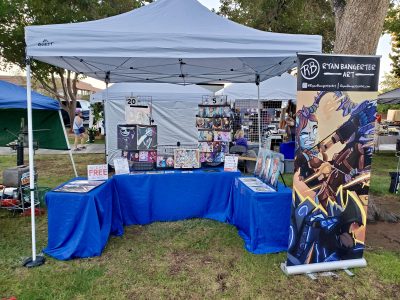 The Ryan Bangerter Art vender booth is shown at a local market, location and date unspecified | Photo courtesy of Ryan Bangerter, St. George News