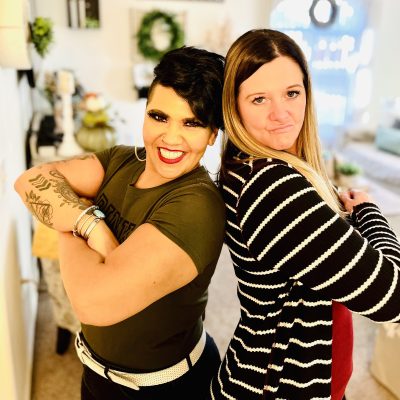 Shelley Larsen and Aimee Gonzalez pose for a photo during a podcast interview, location and date unspecified | Photo courtesy of Shelley Larsen, St. George News