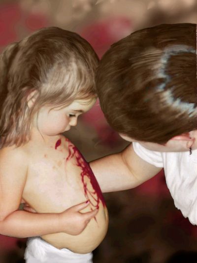 Alyssa Hale is seen as a toddler receiving the "Your body is a temple"speech from her mom after using fingernail polish to decorate her body, location and date unspecified | Photo courtesy of Alyssa Hale, St. George News