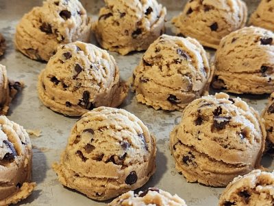 Edible cookie dough by Mix It Up sit on a baking sheet, location and date unspecified | Photo courtesy of Camille Fackrell, St. George News