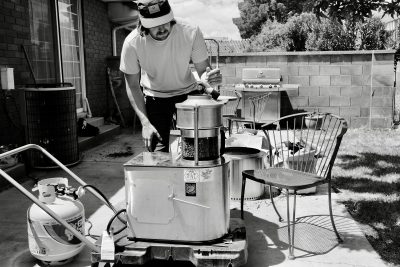 Josiah Thorsland, owner of White Hive Coffee is seen roasting coffee in St. George, Utah, May 5, 2023 | Photo courtesy of Josiah Thorsland via Instagram, St. George News