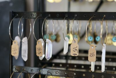 A variety of crystal earrings by Wilde Botanical Company are pictured, Santa Clara, Utah, May 2, 2023 | Photo by Jessi Bang, St. George News