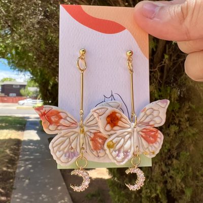 Uniquely designed polymer clay earrings by WOMIN Studio featured pressed dried flowers, location and date unspecified | Photo courtesy of Diana Smith, St. George News