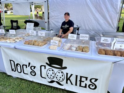 Doc's Cookies Owner Shane Walker presents his homemade cookies at the downtown farmers market in St. George, Utah, date unspecified | Photo courtesy of Shane Walker, St. George News