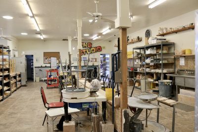The studio inside The Tilted Kiln offers wheels, tables and tools for artists to use, St. George, Utah, Oct. 5, 2023 | Photo by Jessi Bang, St. George News