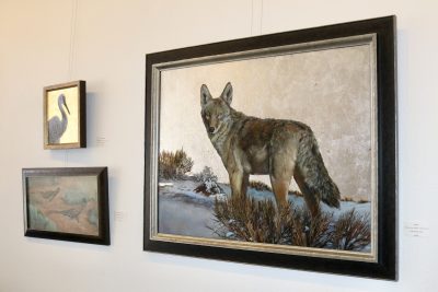 A painting with silver leafing by Kimberly Beck hangs on the wall inside the Sunset Gallery in St. George, Utah, Nov. 10, 2023 | Photo by Jessi Bang, St. George News