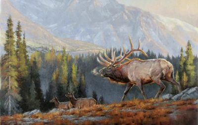 A painting by Daren Wilding titled "The Last Ridge" features an elk in the great outdoors | Photo courtesy of Daren Wilding, St. George News