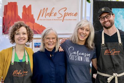 Darcy Lee Saxton, Ginny Northcott, Kathy Johnson and Matt Pectol take a photo during the All About Art event in Washington, Utah, date unspecified | Photo courtesy of Darcy Lee Saxton, St. George News