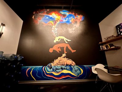 The mural "Explosions in the Sky" is located in the relaxation room of True North Float in St. George, Utah, Jan. 28, 2024 | Photo by Jessi Bang, St. George News