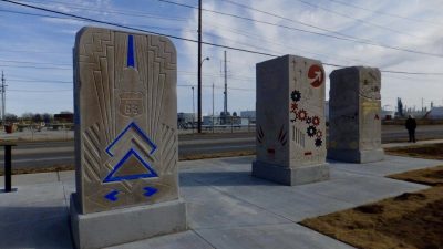 "Route 66 1,2, & 3" by Patrick Sullivan are made from Indiana Limestone and honor the history of Route 66, Tulsa, Oklahoma, circa 2014 | Photo courtesy of Patrick Sullivan, St. George News