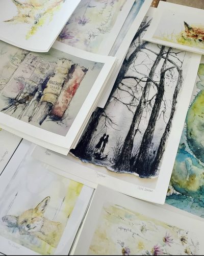 Watercolor art by Chloe Duncan is on display, location and date unspecified | Photo courtesy of Chloe Duncan, St. George News