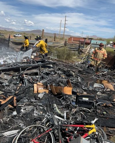 A blaze consumes a motorhome and trailer in Hurricane, Utah, April 20, 2024 | Photo by Hurricane Valley Fire District, St. George News