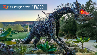 "Go To Work" By Deveren Farley is a 12-foot-tall dragon, St. George, Utah, date not specified | Photo by Joseph Cowdell courtesy of Marianne Hamilton, St. George News