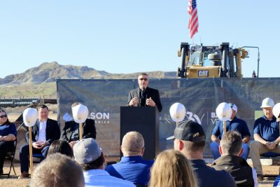 Wilson Electronics CEO Bruce Lancaster speaks at the ground breaking of Wilson Electronics in St. George, Utah, April 17, 2024 | Photo by Jessi Bang, St. George News