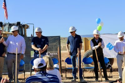 Representatives from Wilson Electronics, Grass Creek Construction, Ball Adventures, Beecher Walker Architects, the Utah Governor’s Office of Economic Opportunity and the County Commissioner’s office were present at the ground breaking of Wilson Electronics in St. George, Utah, April 17, 2024 | Photo by Jessi Bang, St. George News