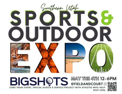 A graphic shows details of the upcoming Sports & Outdoor Expo, which will take place at BigShots Golf on May 4 | Graphic courtesy of Melynda Fanene, St. George News